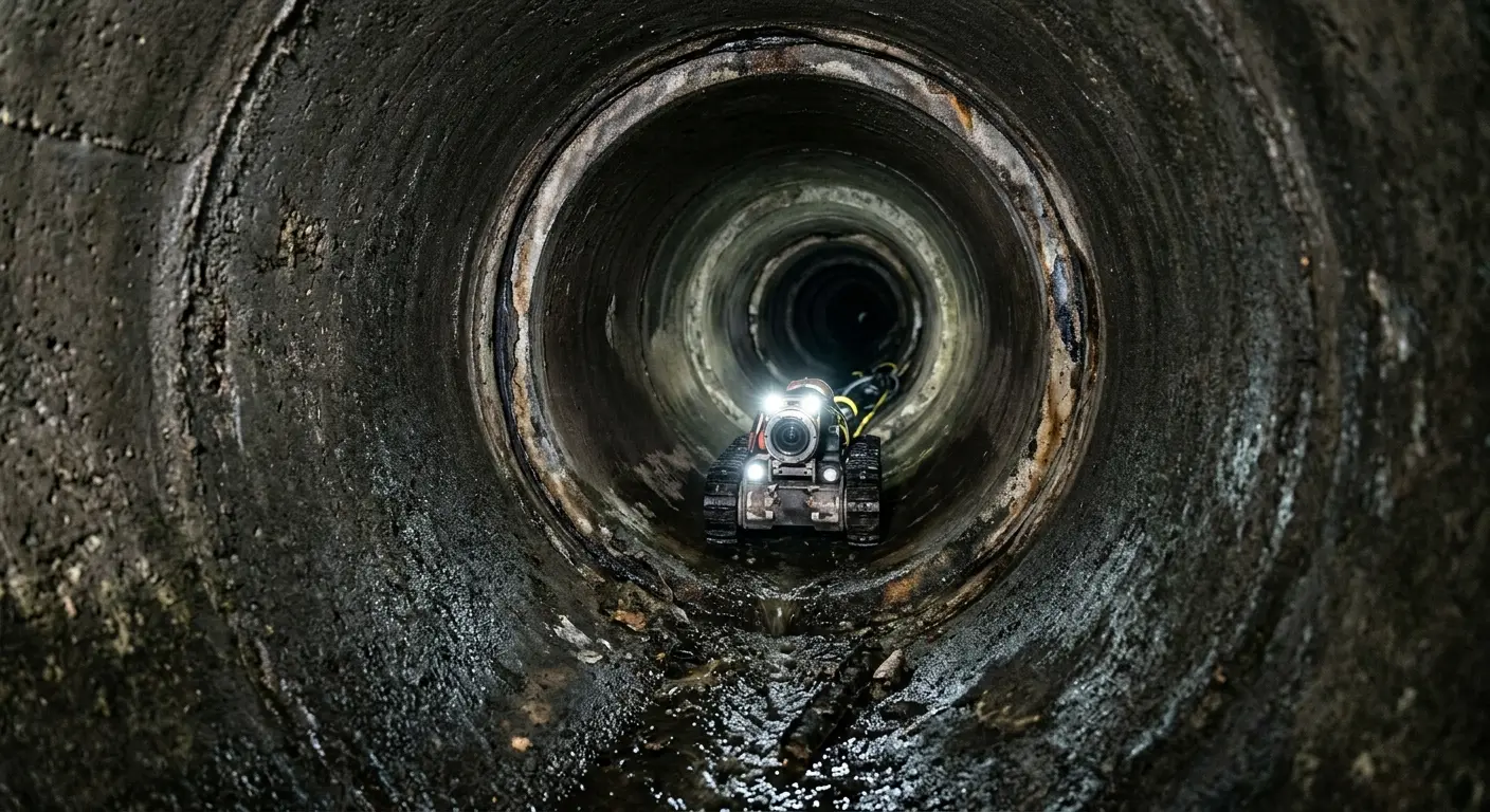 Robotic sewer camera inspecting pipe interior for Drain Snake Service in Dentsville